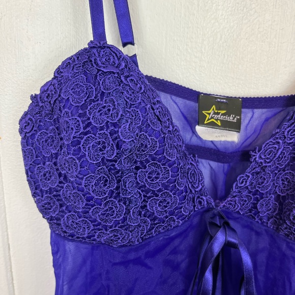Frederick’s Of Hollywood Purple Sheer Babydoll Cami Sz M - Picture 5 of 10